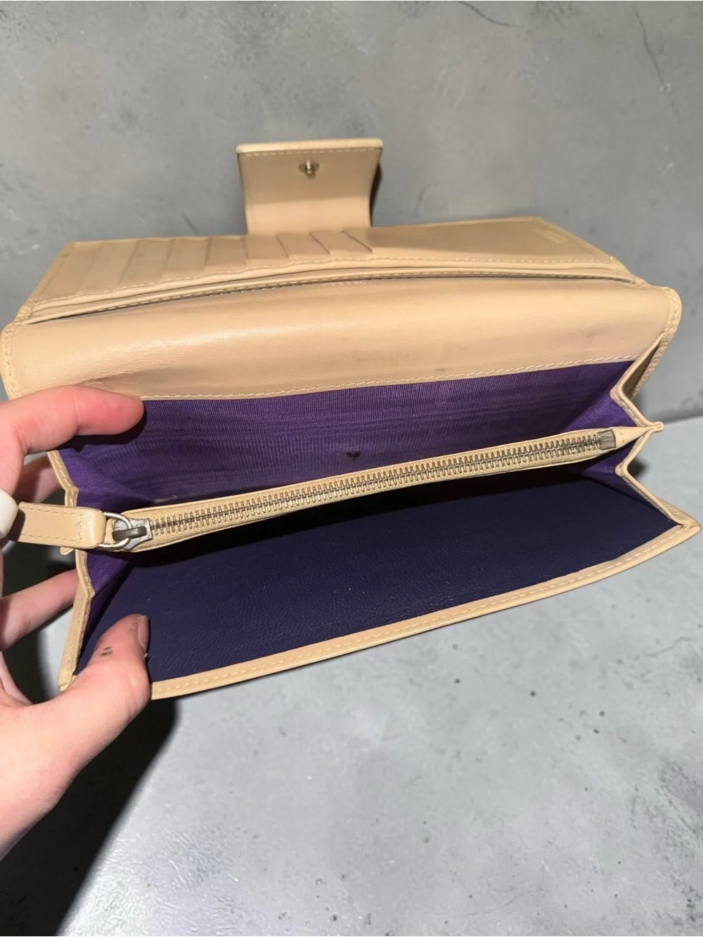 Bvlgari Leather Long Wallet with Circular Metal Clasp